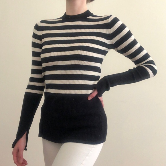 Everlane The Breton Ribbed Sweater Navy White Stripe Cotton - Picture 4 of 9